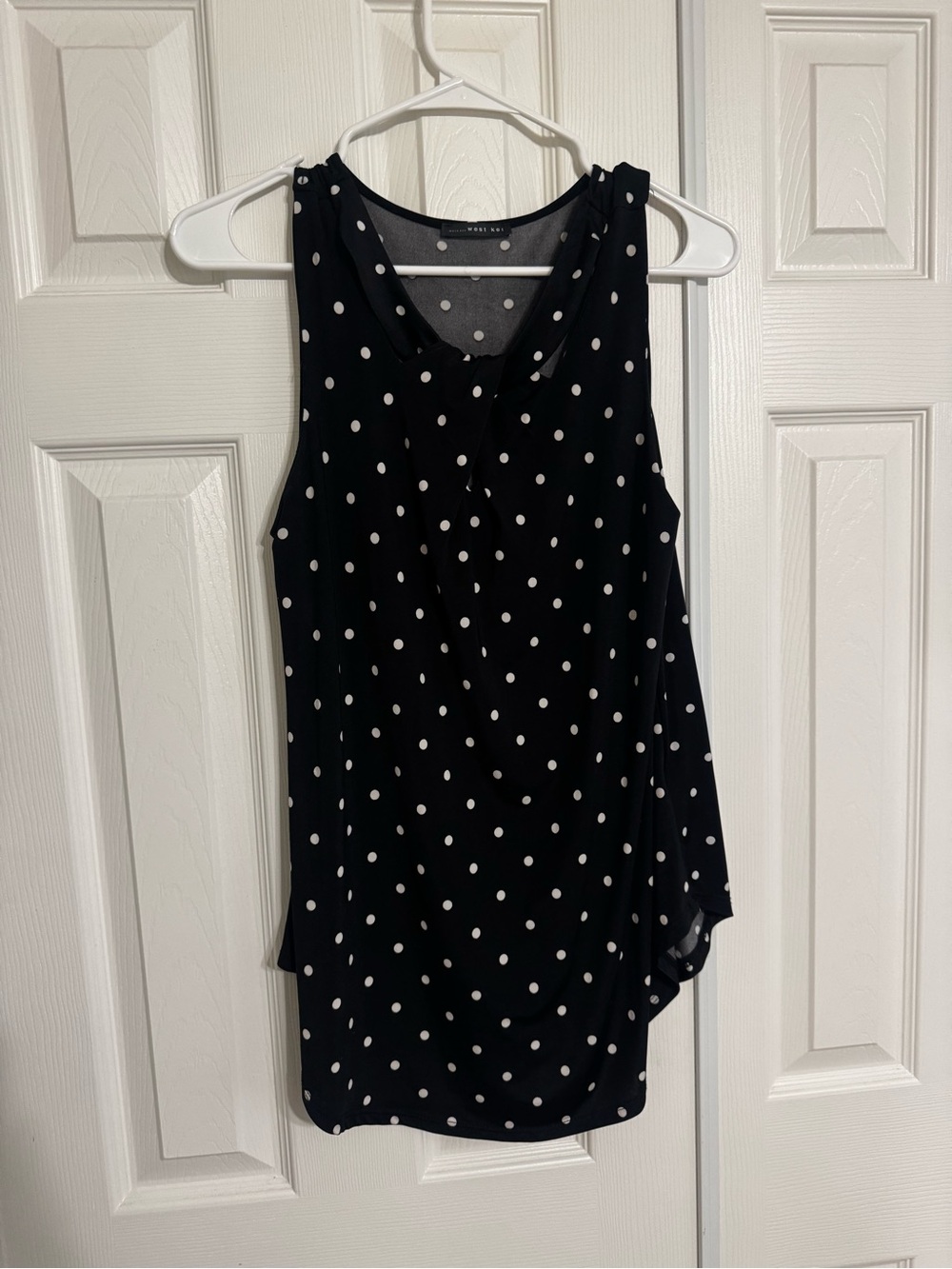 West Kei Black and White Polka Dot Sleeveless Blouse